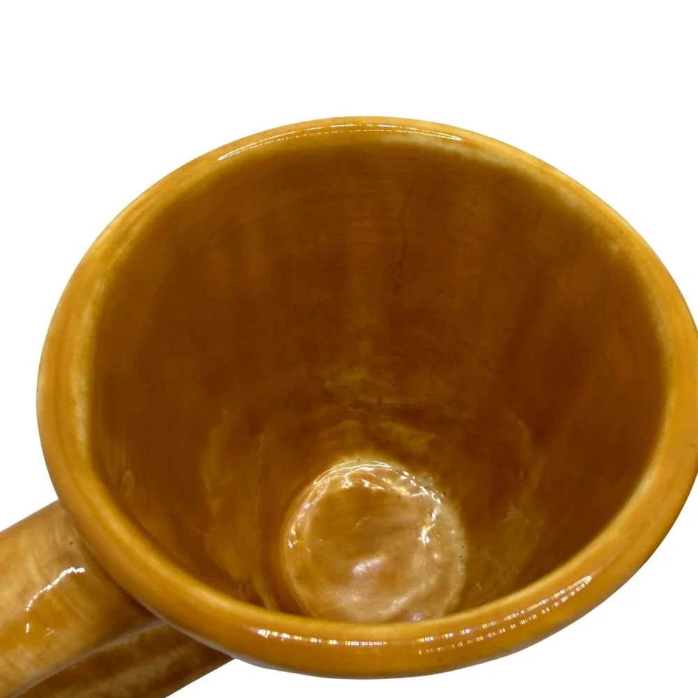 Pottery Barn Yellow Glazed Coffee Mugs Set of 2 Handcrafted Stoneware Latte Cups